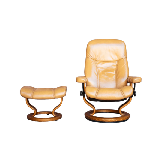 Stressless Consul Recliner & Footstool – Early 2000s (Large Size)