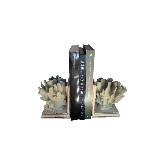 Coral Style Bookends Pair - White Coastal Decor