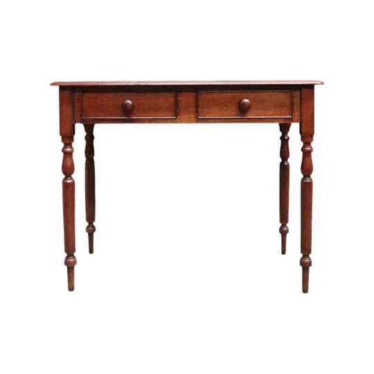 Antique Australian Cedar Two Drawer Hall Table with Rolling Pin Legs