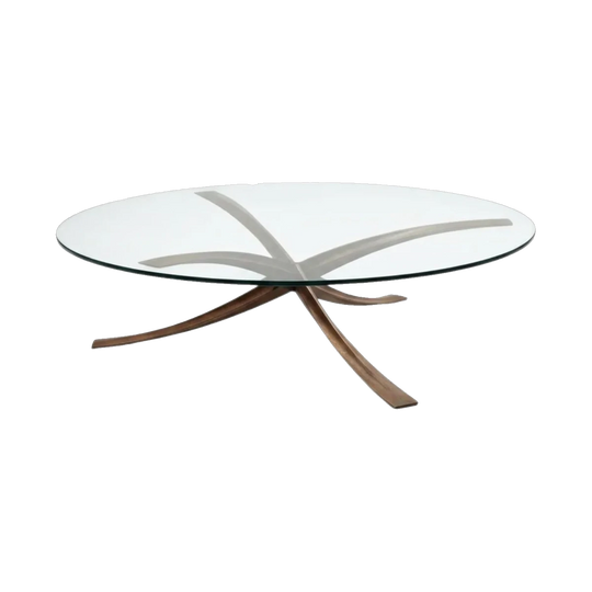 Glass and Brass Coffee Table — Michael Mangematin, France 1970s