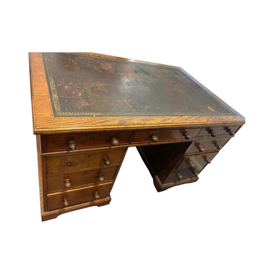 English Partners Pedestal Desk in Tiger Oak