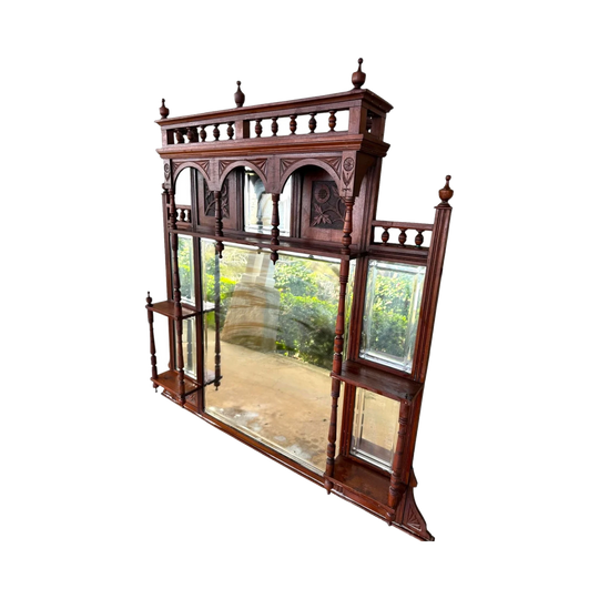 Ornate Victorian-styled Carved Timber Overmantel