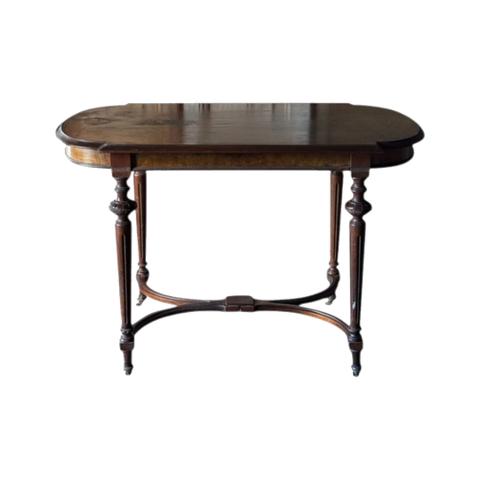 Antique Mahogany Centre Table on Porcelain & Brass Castors