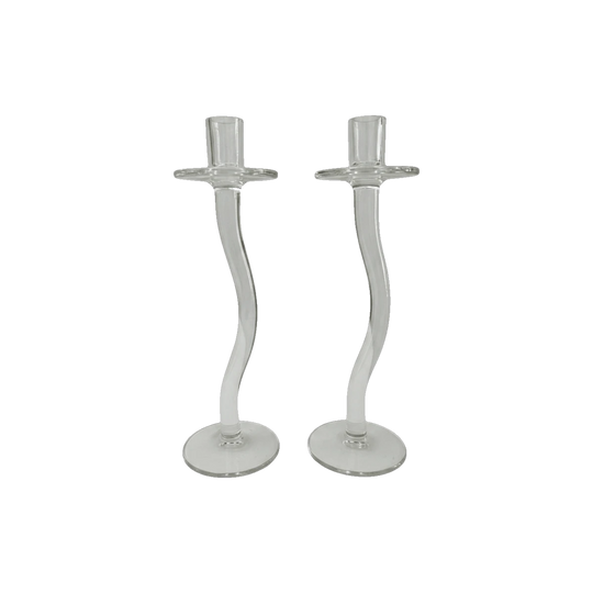 Mid-Century Glass Candlestick Set