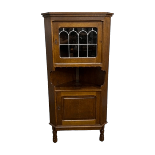 European Antique Oak Corner Cabinet