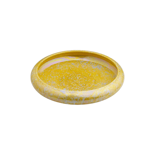 Ruskin Pottery Mottled Yellow Lustre Float Bowl