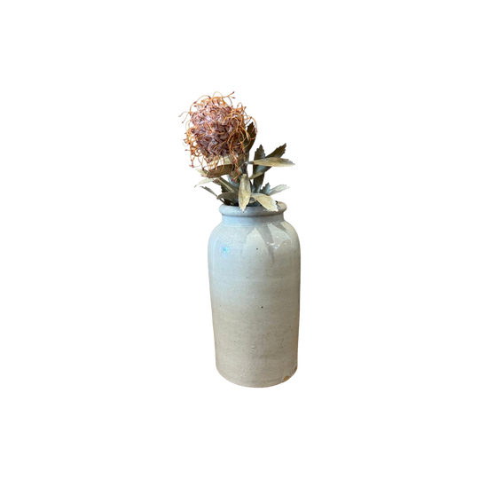 Antique French Stoneware Vase- Large Grey Pot