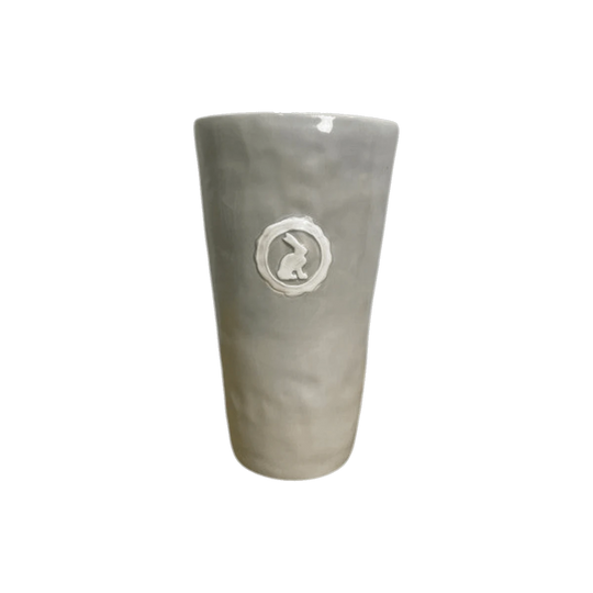 Grey Ceramic Vase with Rabbit Motif