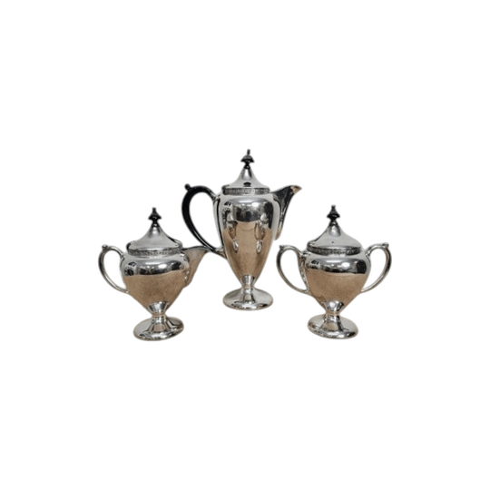 Set of 3 - 'Du Barry' Silver Coffee Pot, Milk Jug &amp; Sugar Bowl
