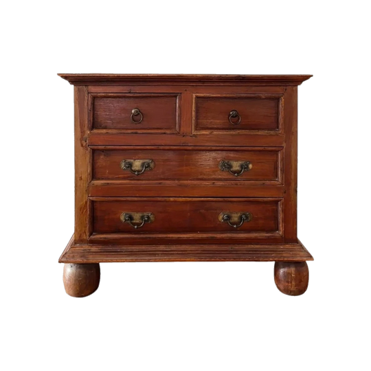 Vintage bun feet solid wood chest