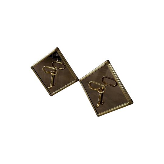 Italian Mirrored Glass and Brass Wall Hooks 1970s