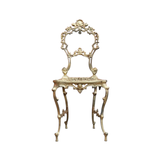 Vintage Italian Gilt Cast Metal Dressing Table Chair or Hall Chair. B13071