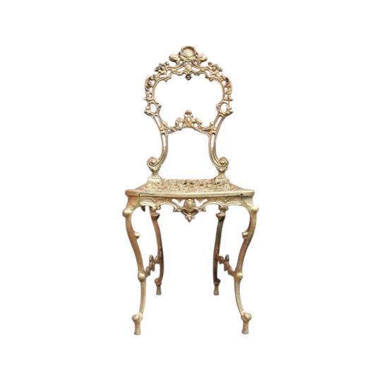 Vintage Italian Gilt Cast Metal Dressing Table Chair or Hall Chair. B13072