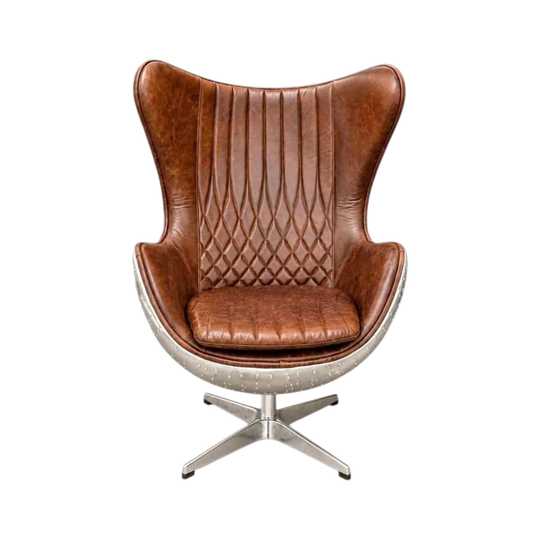 Top-Grain Leather Aviator Egg Chair