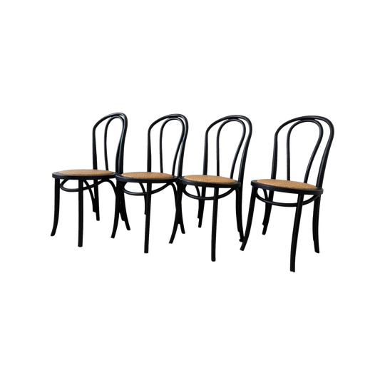 Set of 4 black bentwood chairs