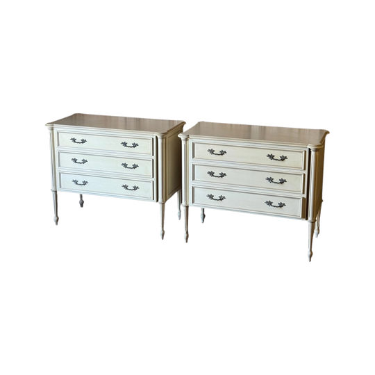 Pair of Vintage Louis XVI Revival Painted Oversized Bedside Chests