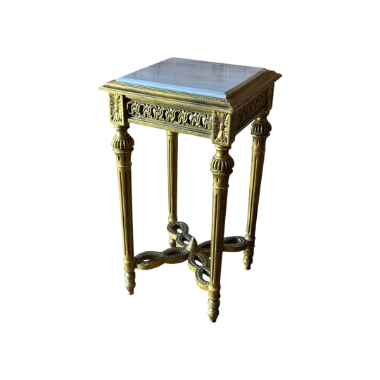 Vintage French Louis XVI Style Giltwood & Marble Side Table
