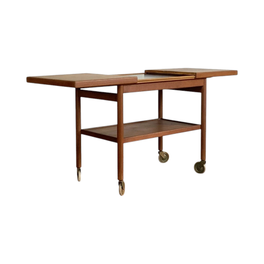 Danish Teak Drinks Trolley with extension top