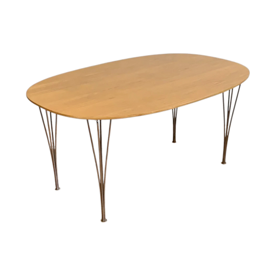 Restored Beech Top Super Ellipse Table by Piet Hein & Bruno Mathsson for Fritz Hansen