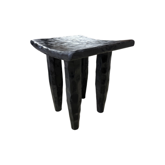 Hinoki black timber stool, Japanese inspired reclaimed wood side table