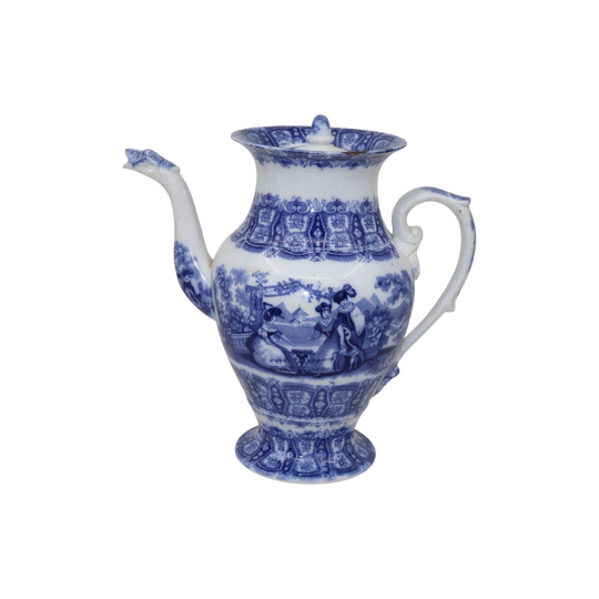 Large French blue and white coffee pot