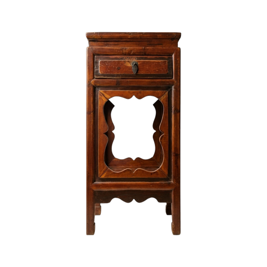 1674: Chinese Wooden Nightstand Antique Style Accent Table End Side Cabinet