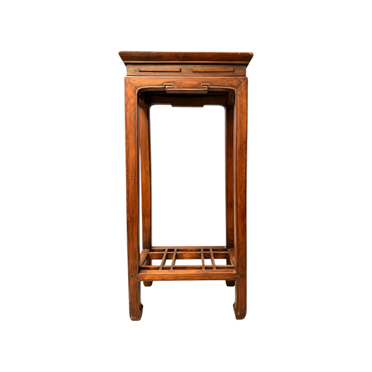 1682: Tall Plant Stand Rectangular Pedestal Side Table Hardwood Flower Stand