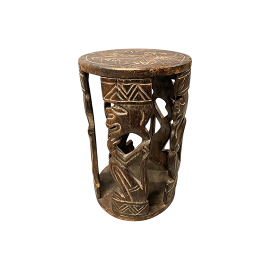 Vintage Hand-Carved African / Tribal Wooden Stool – Gecko Motif