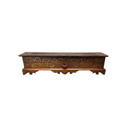 366: Antique Vintage Chinese Carved Wood Incense Burner Box Storage Chest