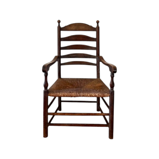Vintage French Ladderback and Rush Seat
