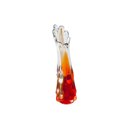 Vintage Oread Art Glass Vase | Ruby Red, Amber, Clear Crystal (23cm)