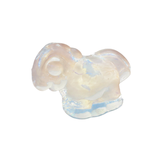 Signed Orrefors Crystal Ram Figurine, Swedish Glass Aries Sculpture