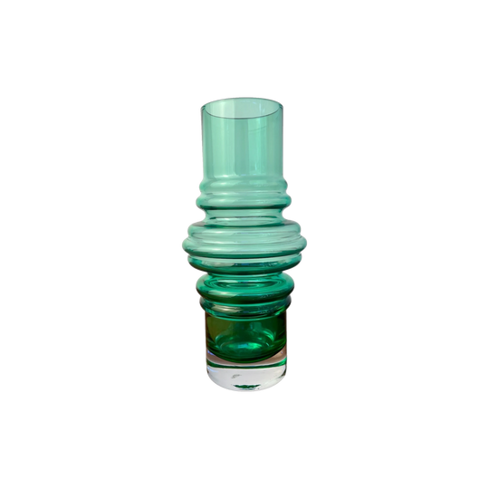 Tamara Aladin Tulppaani Vase | Riihimäen Lasi Green Cased Glass 1970s Finnish Art