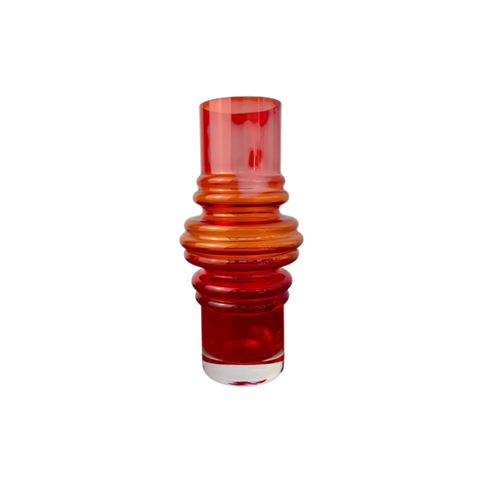 Tamara Aladin Tulppaani Vase | Riihimäen Lasi Red Cased Glass | 1970s Finnish Art Glass
