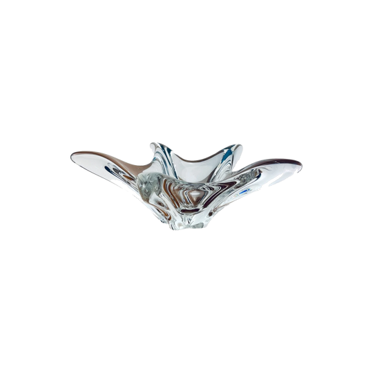 Signed Daum Crystal Star Bowl | French Art Glass Centrepiece | Sculptural Modernist Form