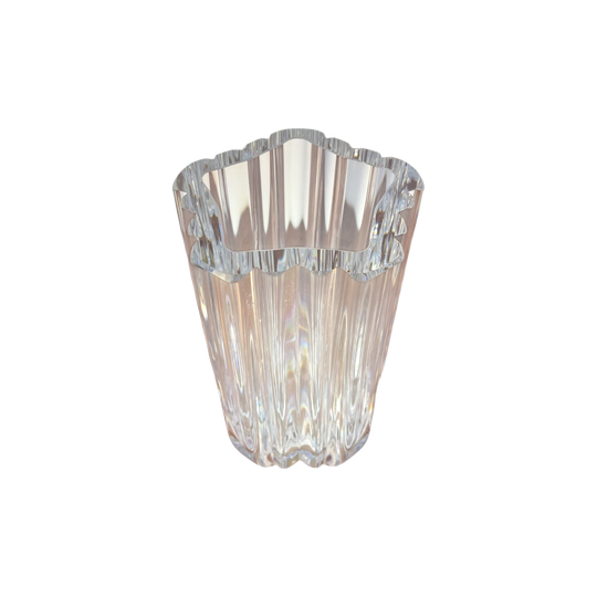 Kosta Boda Crystal Vase – Anna Ehrner Signed Sculptural 5-Sided Swedish Art Glass 19.5cm