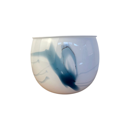 Holmegaard Atlantis Vase Michael Bang Danish Art Glass Blue White Studio (H 14 cm)