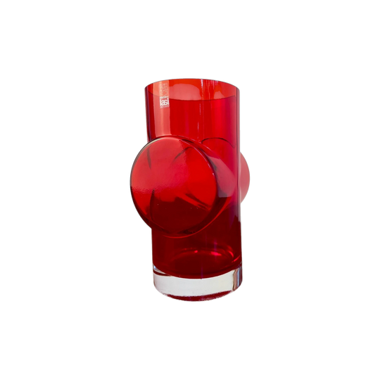 Riihimäen Lasi Pablo Vase | Erkkitapio Siiroinen Red Cased Glass | 1970s Scandinavian Art