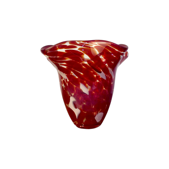 Mdina Glass Vase Malta | Hand-Blown Red White Amber Glass | Folded Rim