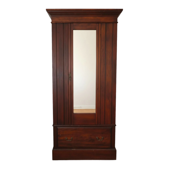 Late Victorian / Edwardian Single-Door Mirrored Wardrobe, c.1900