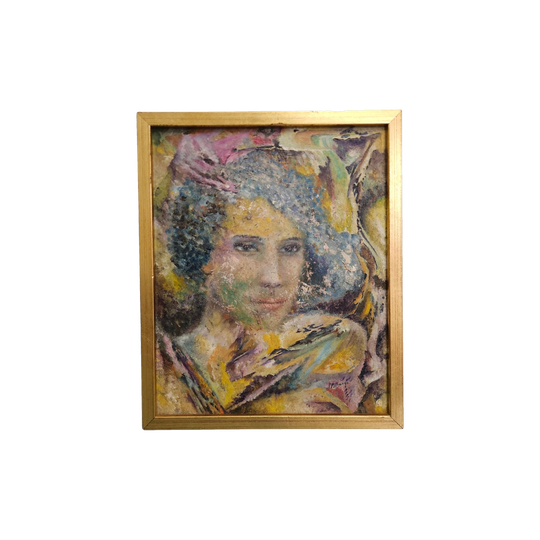 Vintage Framed Abstract Oil Painting Barcelona L'Altrange (LF Gall)