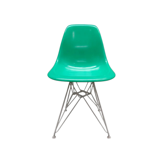 Authentic Herman Miller Eames Molded Fiberglass Side Chair – Green / White Wire Base