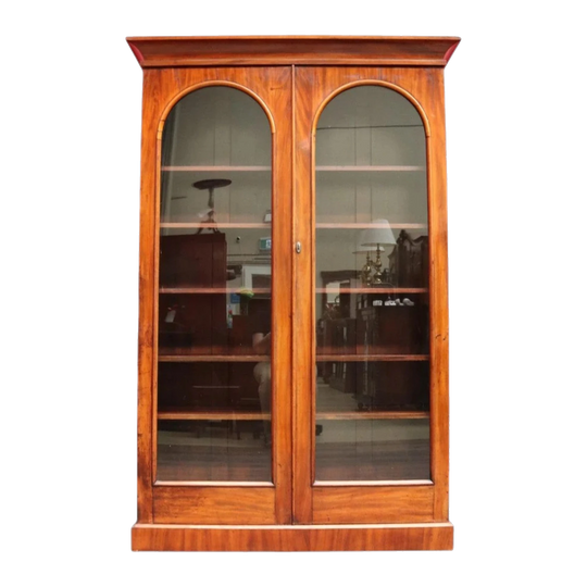 Antique Australian Cedar Glazed Two Door Bookcase or China Cabinet