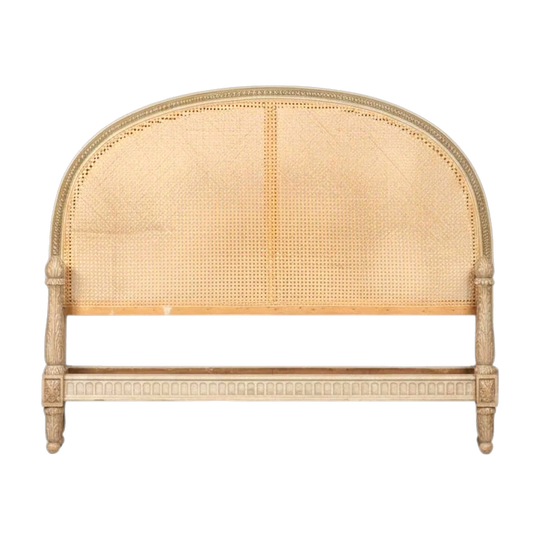 Louis XV1 Cane Double Bedhead and Base Late 19th Century