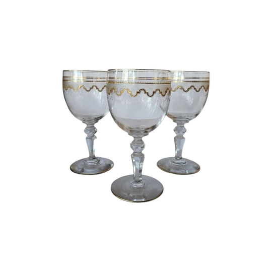 Antique Saint Louis French crystal Wine Glass in Beethoven pattern (3)