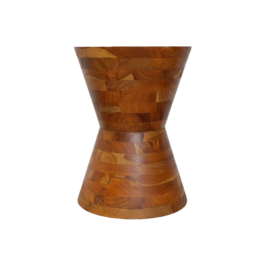 Reclaimed Solid Timber Wood Hourglass Side Table