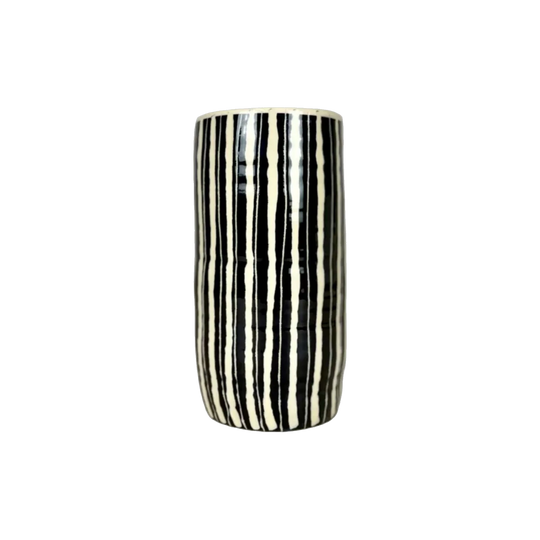 Navy Stripe Ceramic Vase