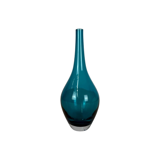 Large Teal Blue Glass Vase