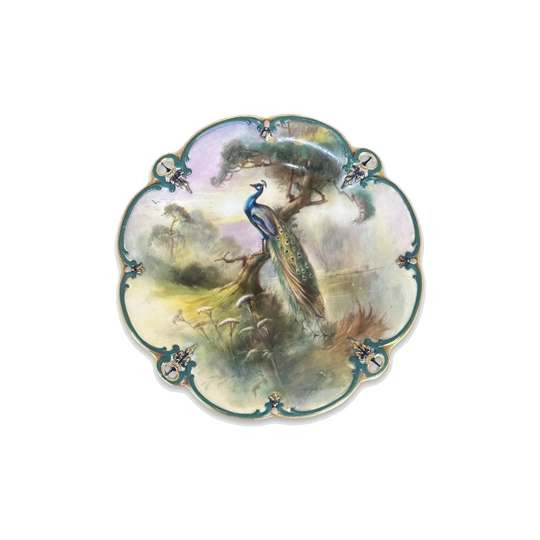 Hadley's Royal Worcester peacock plate by J. Sedgley c.1890