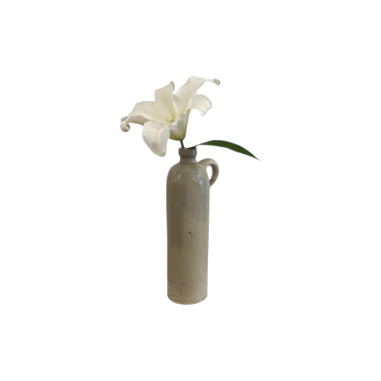 Antique Stoneware Tall Vase With Handle From France